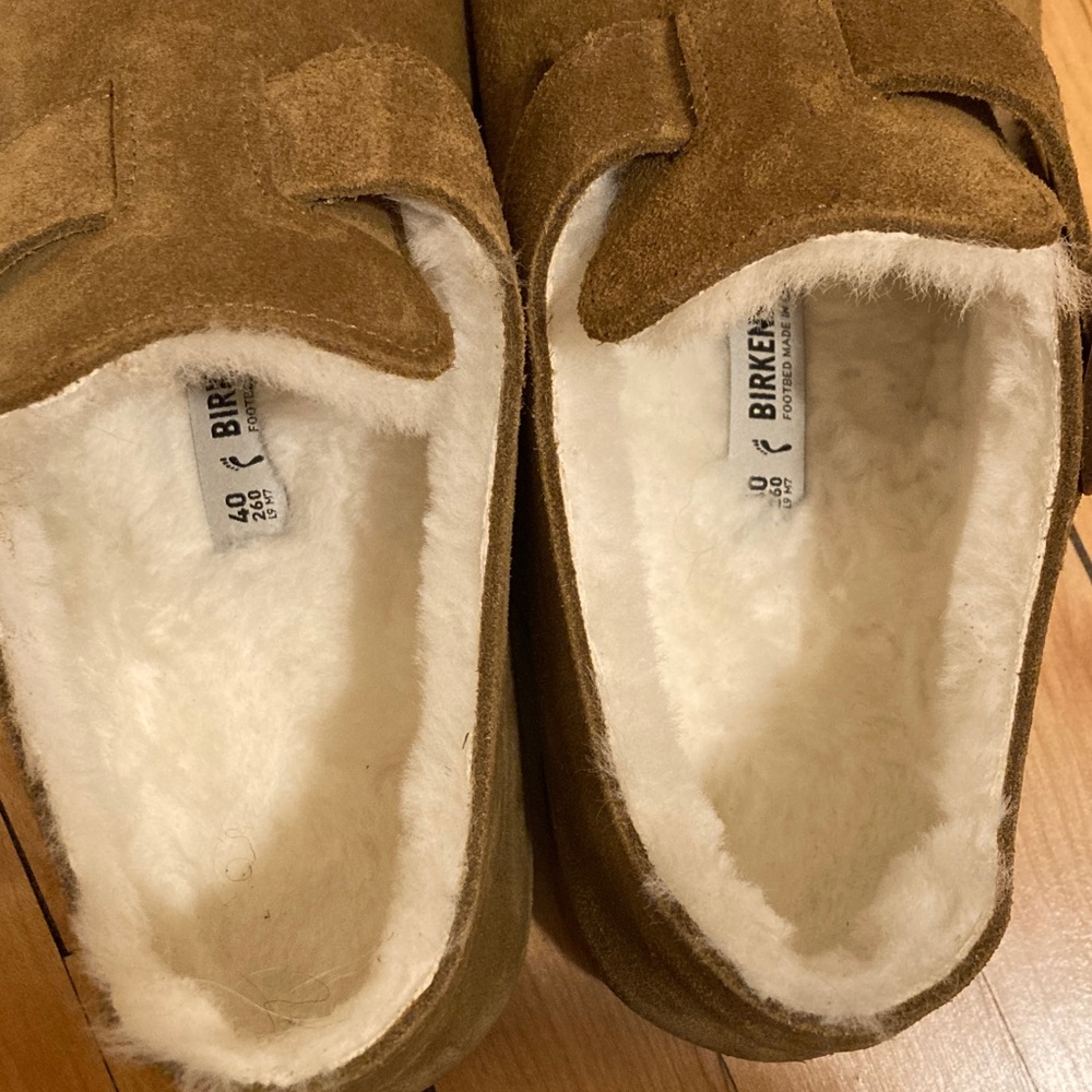 Birkenstock London Shearling Suede Leather In Dark Tea View 2